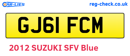 GJ61FCM are the vehicle registration plates.