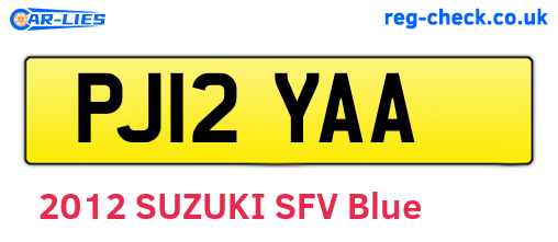 PJ12YAA are the vehicle registration plates.