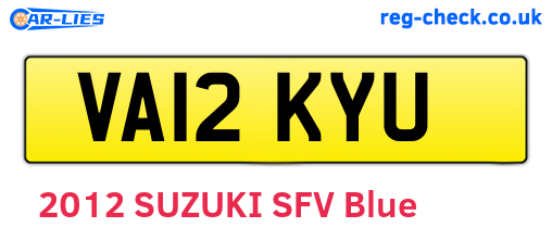 VA12KYU are the vehicle registration plates.