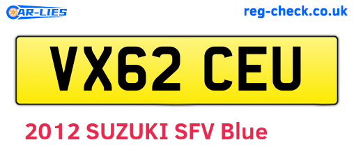 VX62CEU are the vehicle registration plates.