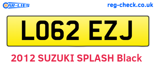 LO62EZJ are the vehicle registration plates.