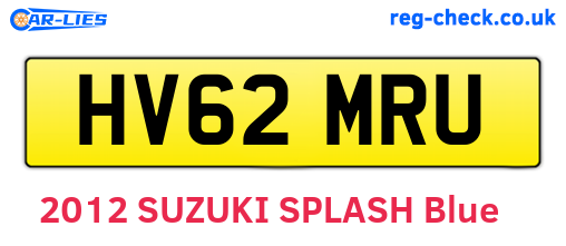 HV62MRU are the vehicle registration plates.