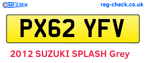 PX62YFV are the vehicle registration plates.