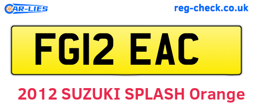 FG12EAC are the vehicle registration plates.