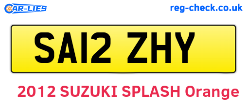 SA12ZHY are the vehicle registration plates.