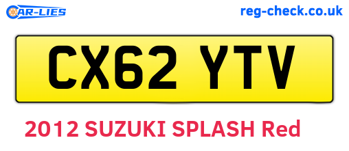 CX62YTV are the vehicle registration plates.