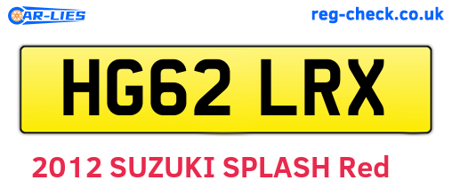 HG62LRX are the vehicle registration plates.