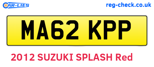 MA62KPP are the vehicle registration plates.