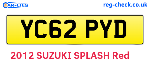 YC62PYD are the vehicle registration plates.