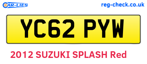 YC62PYW are the vehicle registration plates.
