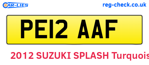 PE12AAF are the vehicle registration plates.