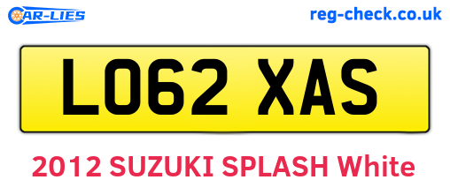 LO62XAS are the vehicle registration plates.