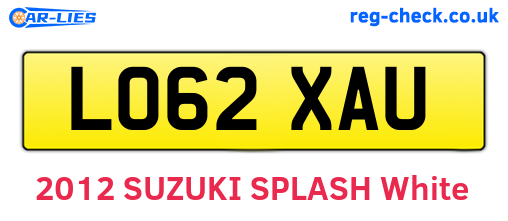 LO62XAU are the vehicle registration plates.