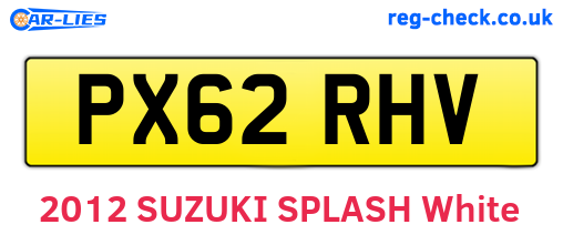 PX62RHV are the vehicle registration plates.