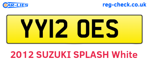 YY12OES are the vehicle registration plates.