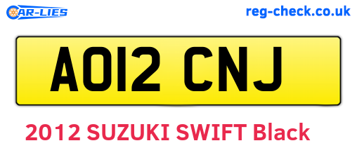 AO12CNJ are the vehicle registration plates.