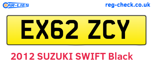 EX62ZCY are the vehicle registration plates.