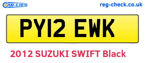 PY12EWK are the vehicle registration plates.