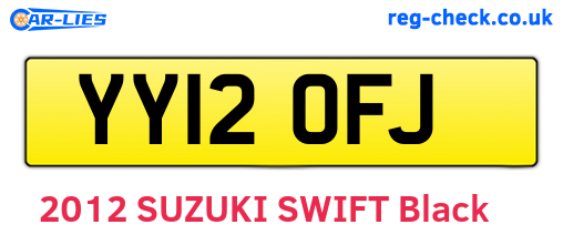 YY12OFJ are the vehicle registration plates.