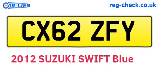 CX62ZFY are the vehicle registration plates.