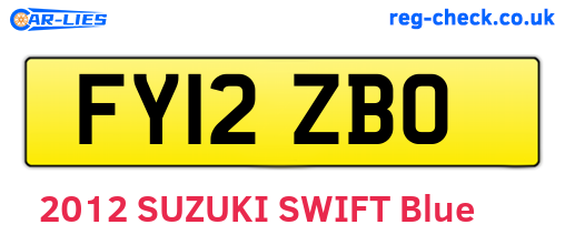 FY12ZBO are the vehicle registration plates.