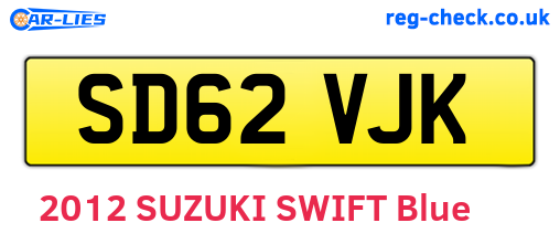 SD62VJK are the vehicle registration plates.