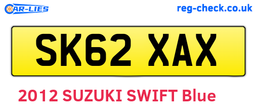 SK62XAX are the vehicle registration plates.