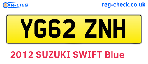 YG62ZNH are the vehicle registration plates.