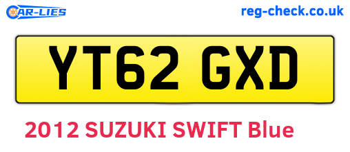 YT62GXD are the vehicle registration plates.
