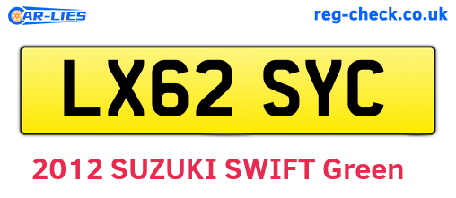 LX62SYC are the vehicle registration plates.