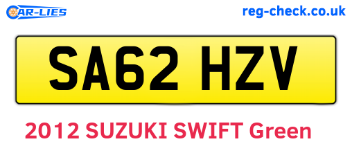 SA62HZV are the vehicle registration plates.