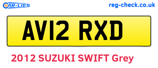 AV12RXD are the vehicle registration plates.