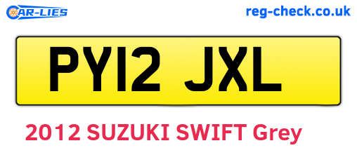 PY12JXL are the vehicle registration plates.