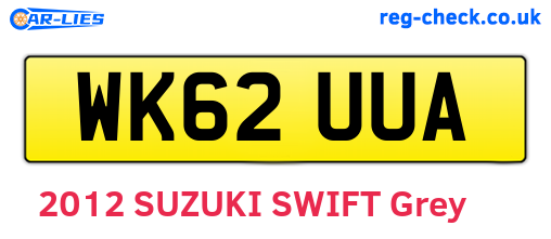 WK62UUA are the vehicle registration plates.