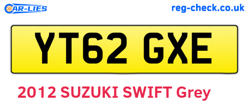 YT62GXE are the vehicle registration plates.