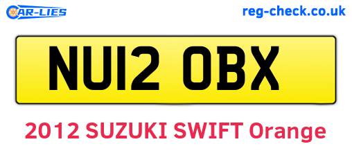 NU12OBX are the vehicle registration plates.