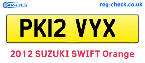 PK12VYX are the vehicle registration plates.