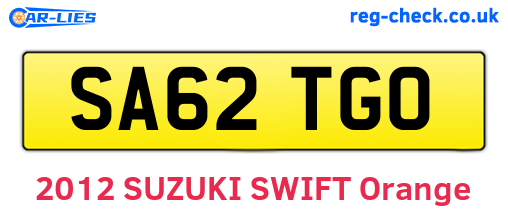 SA62TGO are the vehicle registration plates.