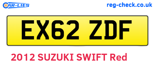 EX62ZDF are the vehicle registration plates.
