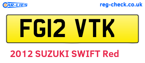 FG12VTK are the vehicle registration plates.
