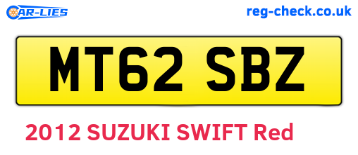 MT62SBZ are the vehicle registration plates.