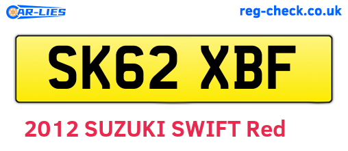 SK62XBF are the vehicle registration plates.
