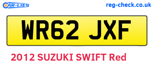 WR62JXF are the vehicle registration plates.