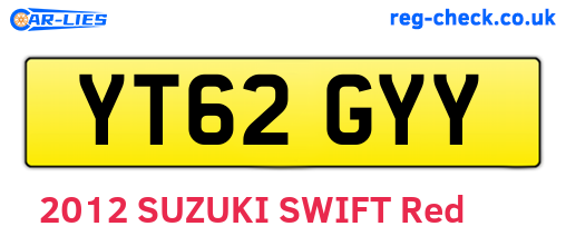 YT62GYY are the vehicle registration plates.