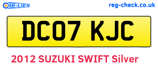 DC07KJC are the vehicle registration plates.