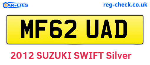MF62UAD are the vehicle registration plates.