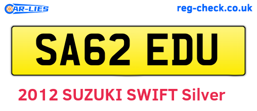SA62EDU are the vehicle registration plates.