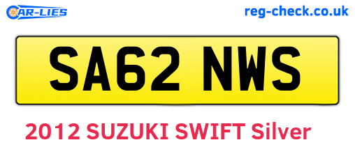 SA62NWS are the vehicle registration plates.