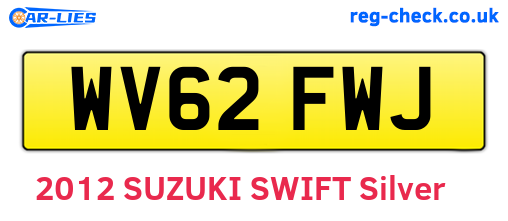WV62FWJ are the vehicle registration plates.