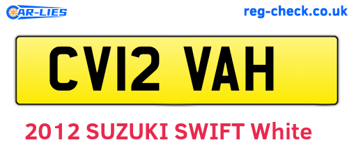 CV12VAH are the vehicle registration plates.